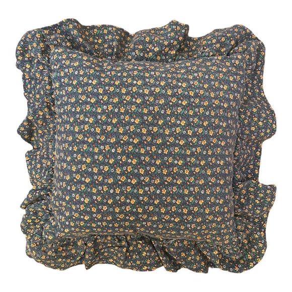 vtg•handmade quilted country goose pillow with ruffled edge - Picture 4 of 4